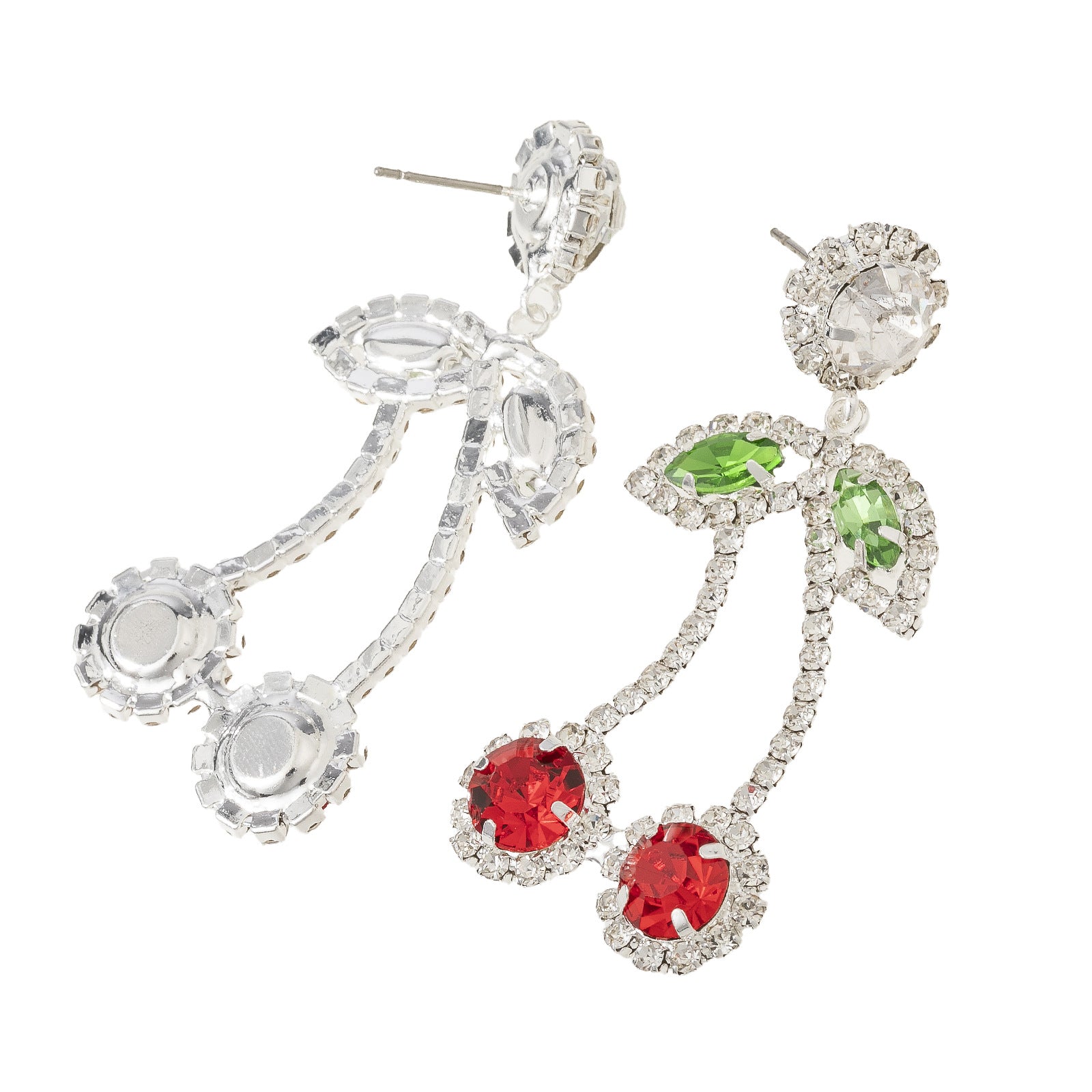 Wholesale Red rhinestone cherry drop earrings