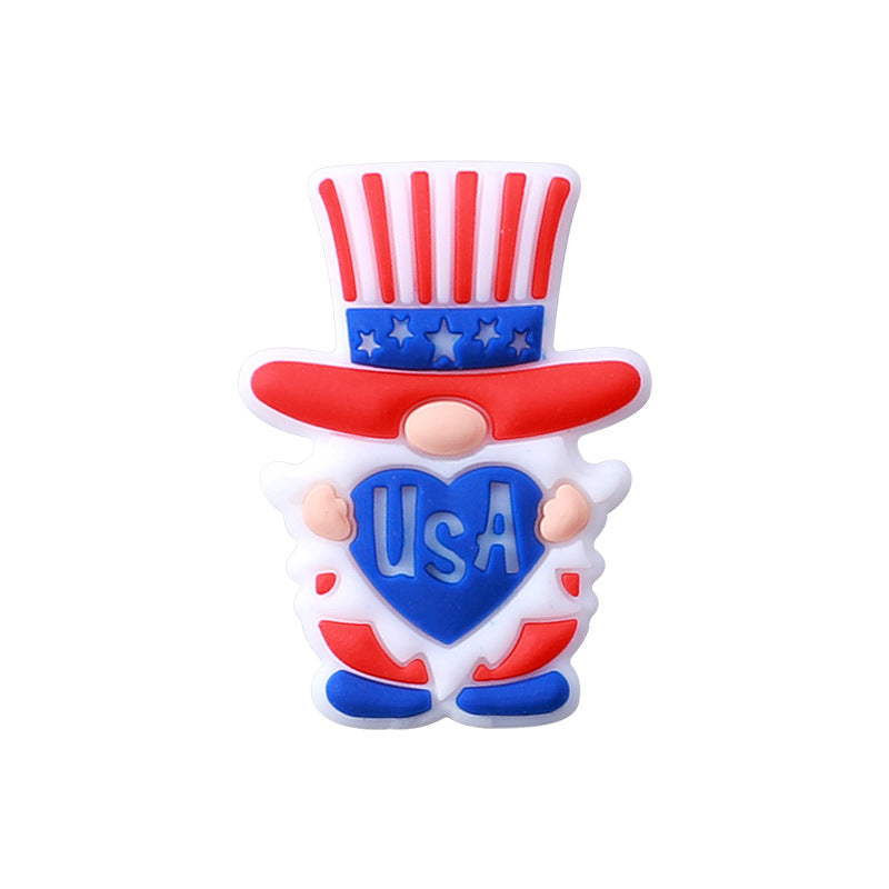 Wholesale 20pcs American Independence Day Bull Head Silicone Focal Beads DIY Beaded Pen Accessories ACC-BDS-HeXing016