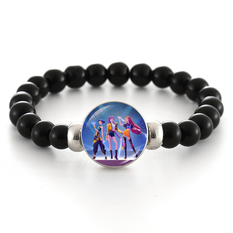 Wholesale kpop anime bracelet black beaded bracelet