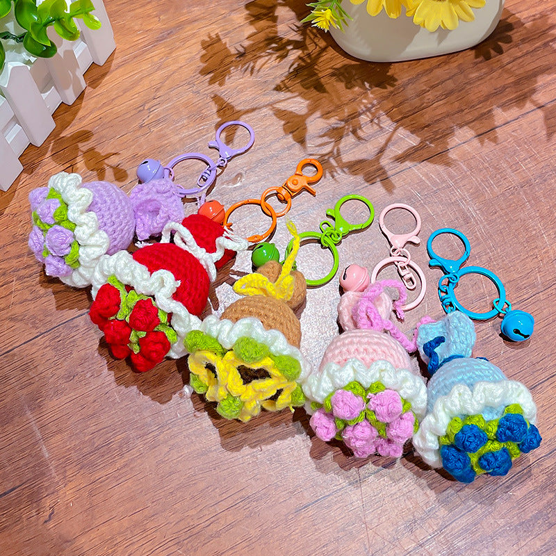 Wholesale Cute Hand-woven Woolen Flower Bouquet Keychain ACC-KC-ZhongChi003