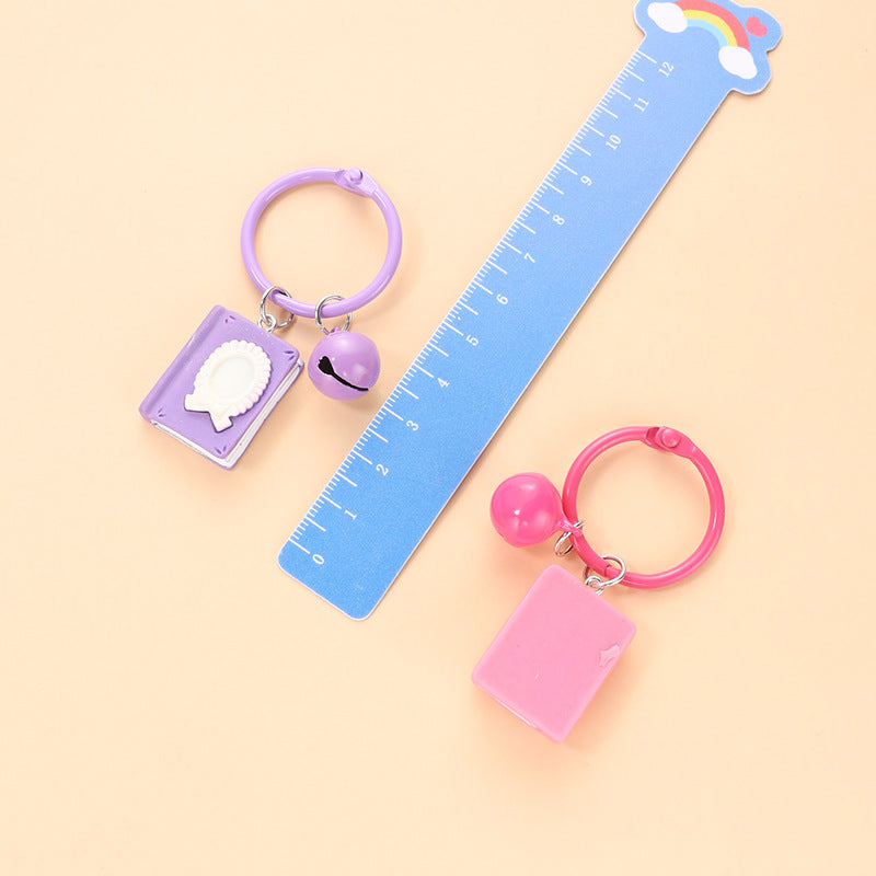 Wholesale Book Bell Keychain Cute Cartoon Hanger Resin Accessories ACC-KC-HuiMei002