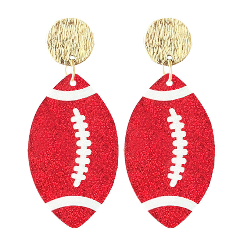 Wholesale  source football soccer color contrast fashion ladies shiny acrylic earrings