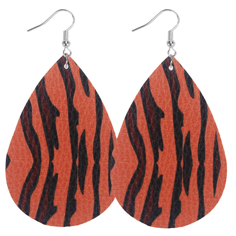 Wholesale Holiday Style Cow Stripe Leopard Leather Earrings ACC-ES-WeiAn007