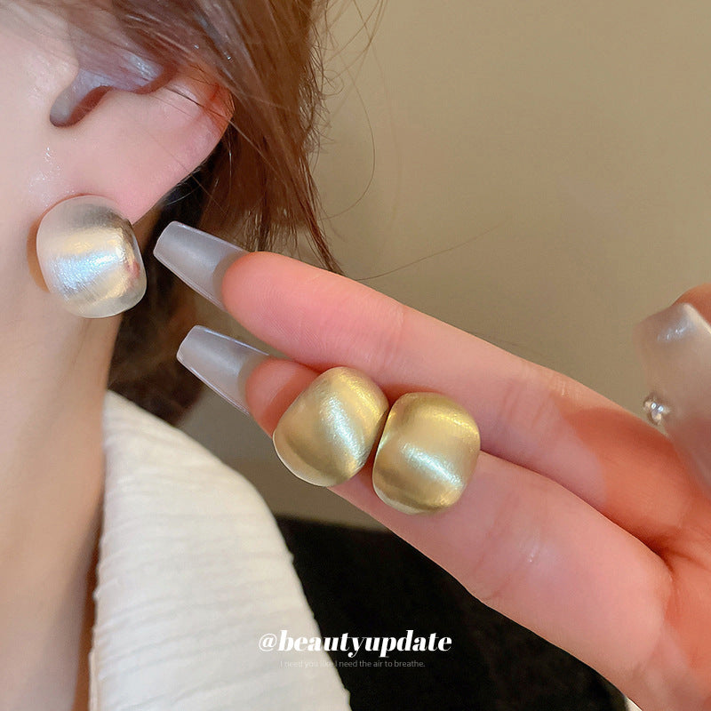 Wholesale Stylish C-Shaped Brushed Metal Earrings European Style Fashion Jewelry Boutique Resale