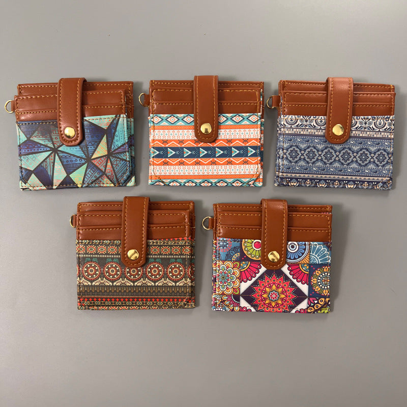 Wholesale Chic Ethnic Style Card Holder Compact Ultra-Thin Multiple Slots Boutique Resale Accessory