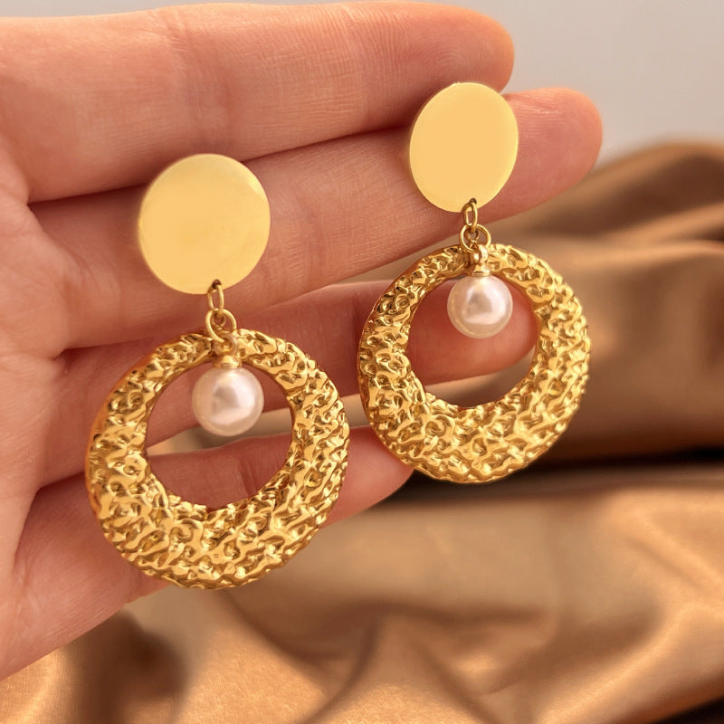 Wholesale Stainless steel earrings European and American style 18K gold and silver plated design
