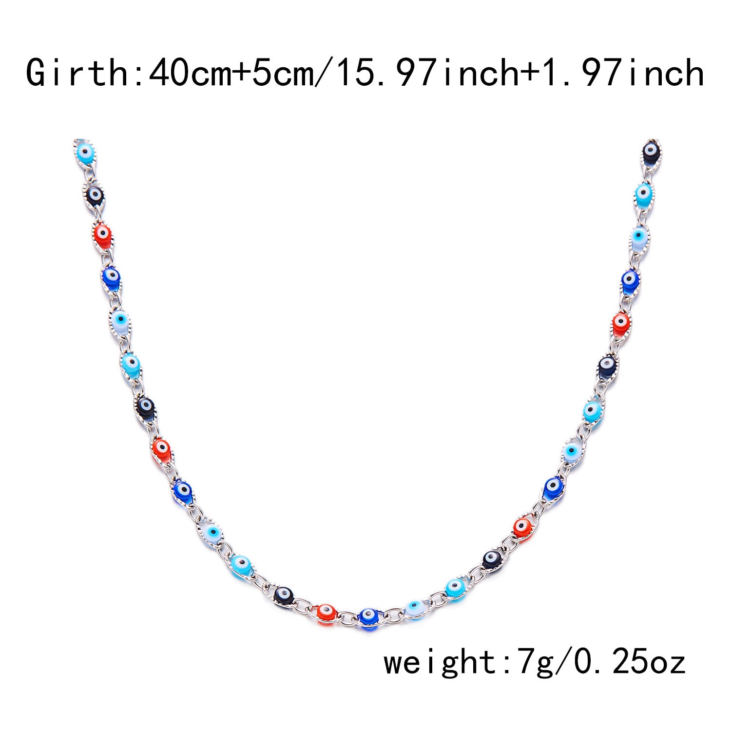 Wholesale Color Blue Devil's Eye Oil Drop Chain Bracelet Stainless Steel Bracelet Necklaces