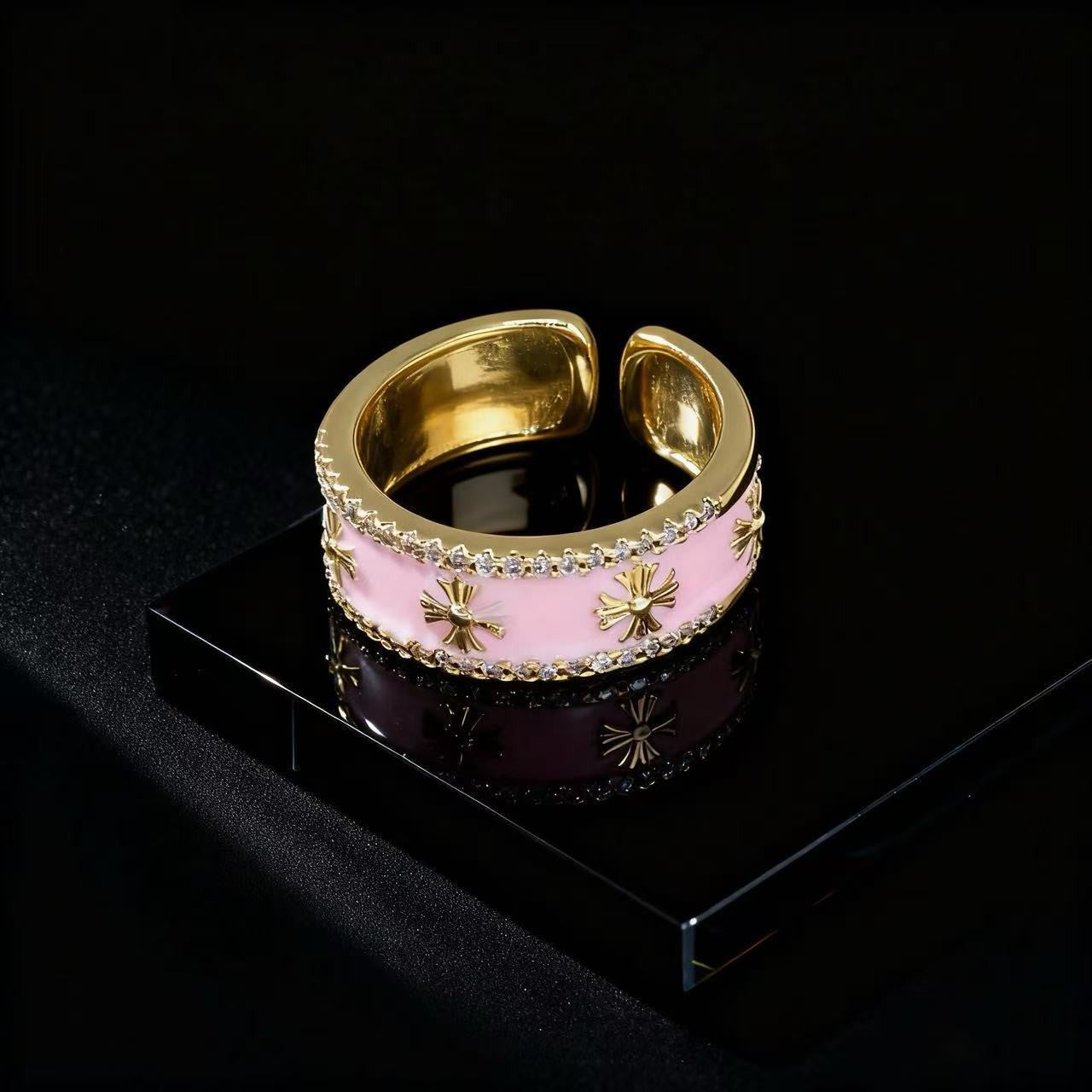 Wholesale Trendy Flower Open Ring For Women Zircon Pearl Rhinestone Design Jewelry Accessory Gift Everyday Wear Resale