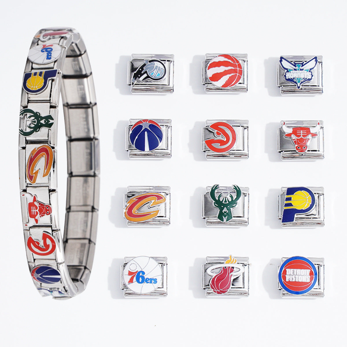 Wholesale Stainless Steel Modular Bracelet with Drip Oil Pattern - Fashion Jewelry Accessory