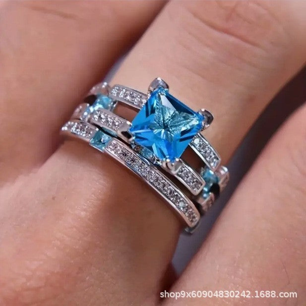 Wholesale Trendy Geometric Couple Ring White Alloy Jewelry Accessory Gift Boutique