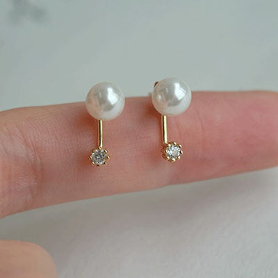 Wholesale Korean Style Back Hanging Pearl Earrings Platinum Plated - Fashion Accessory for Boutique Resale and Party