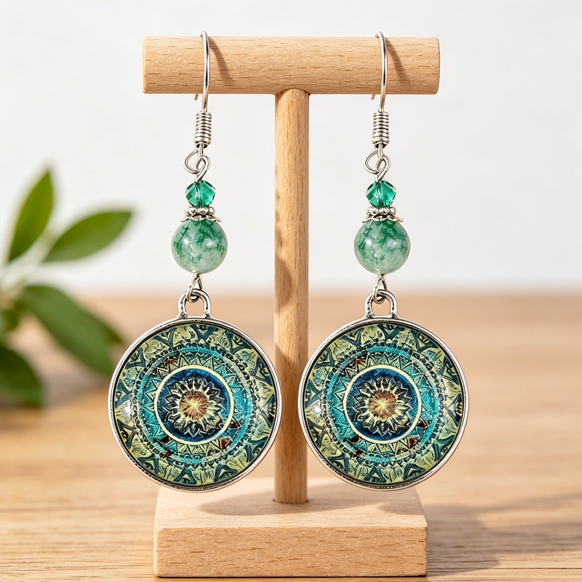 Wholesale Silver Plated Alloy Mandala Earrings Zen Style Geometric Drop Earrings For Women Party Gift Boutique Resale