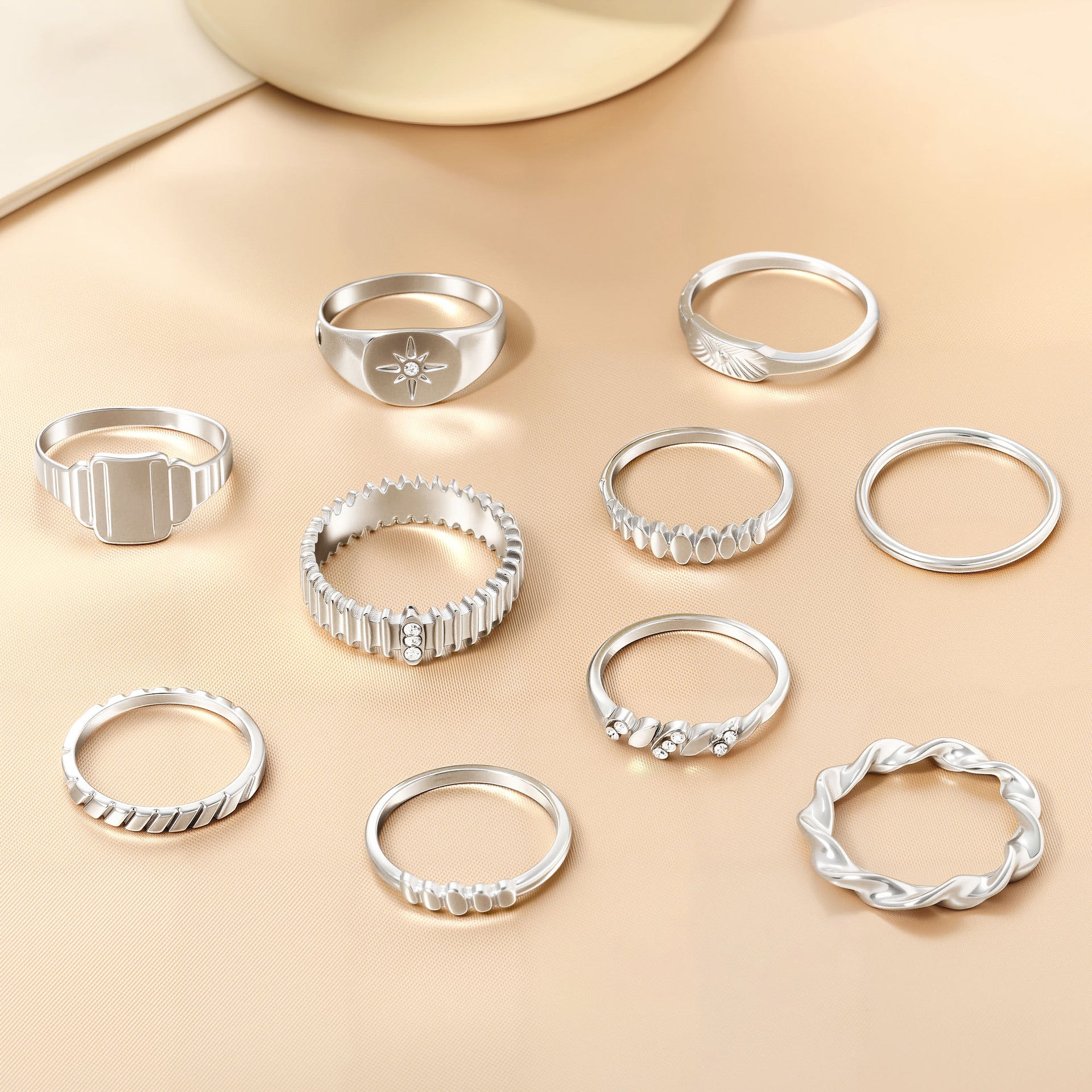 Wholesale 10pcs Eight-Pointed Star Diamond Ring