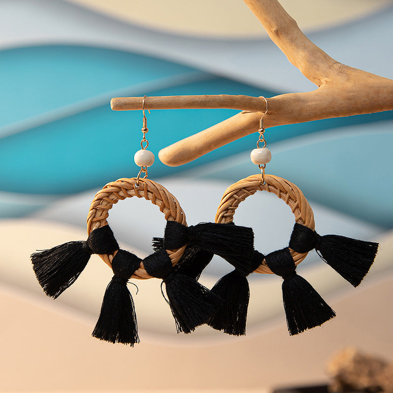 Wholesale Rattan Earrings Raffia Braided Earrings ACC-ES-XLH001