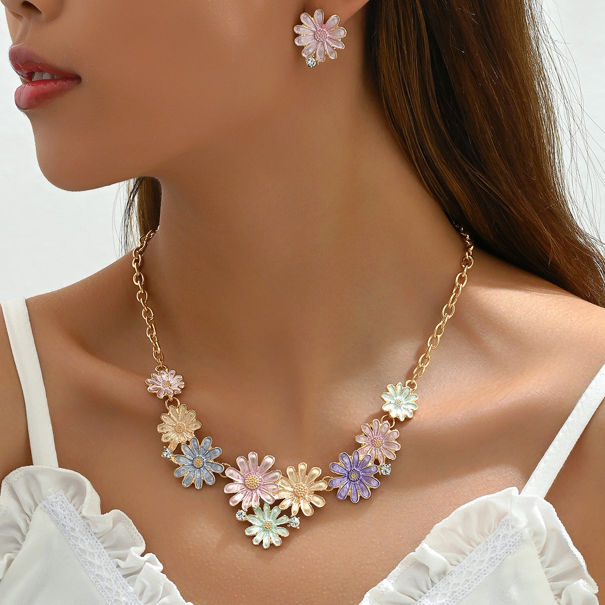Wholesale Colorful Butterfly Necklace Earrings Set ACC-NE-CMi001