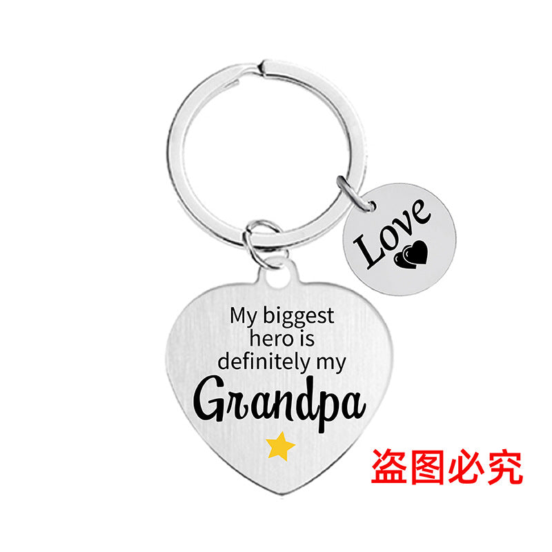 Wholesale Color Printing Family Affection Inspirational Dad Mom Sister Brother Metal Keychain Holiday Gift ACC-KC-Ganggu019