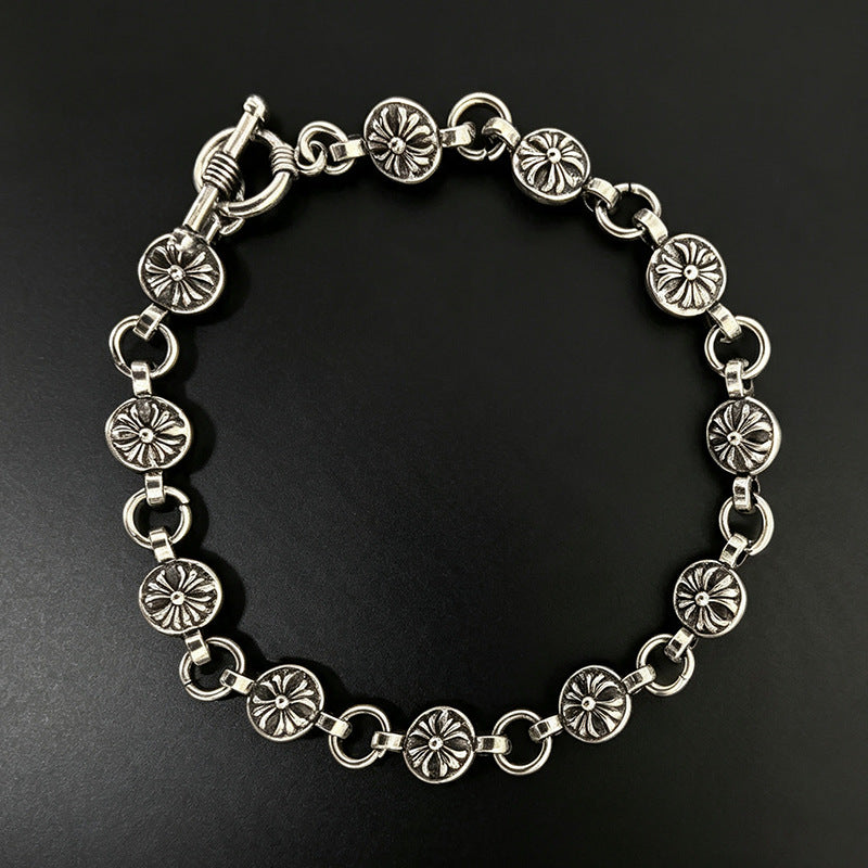 Wholesale Trendy Cross Pendant Necklace Bracelet Set Zinc Alloy Unisex Fashion Jewelry Travel Souvenir