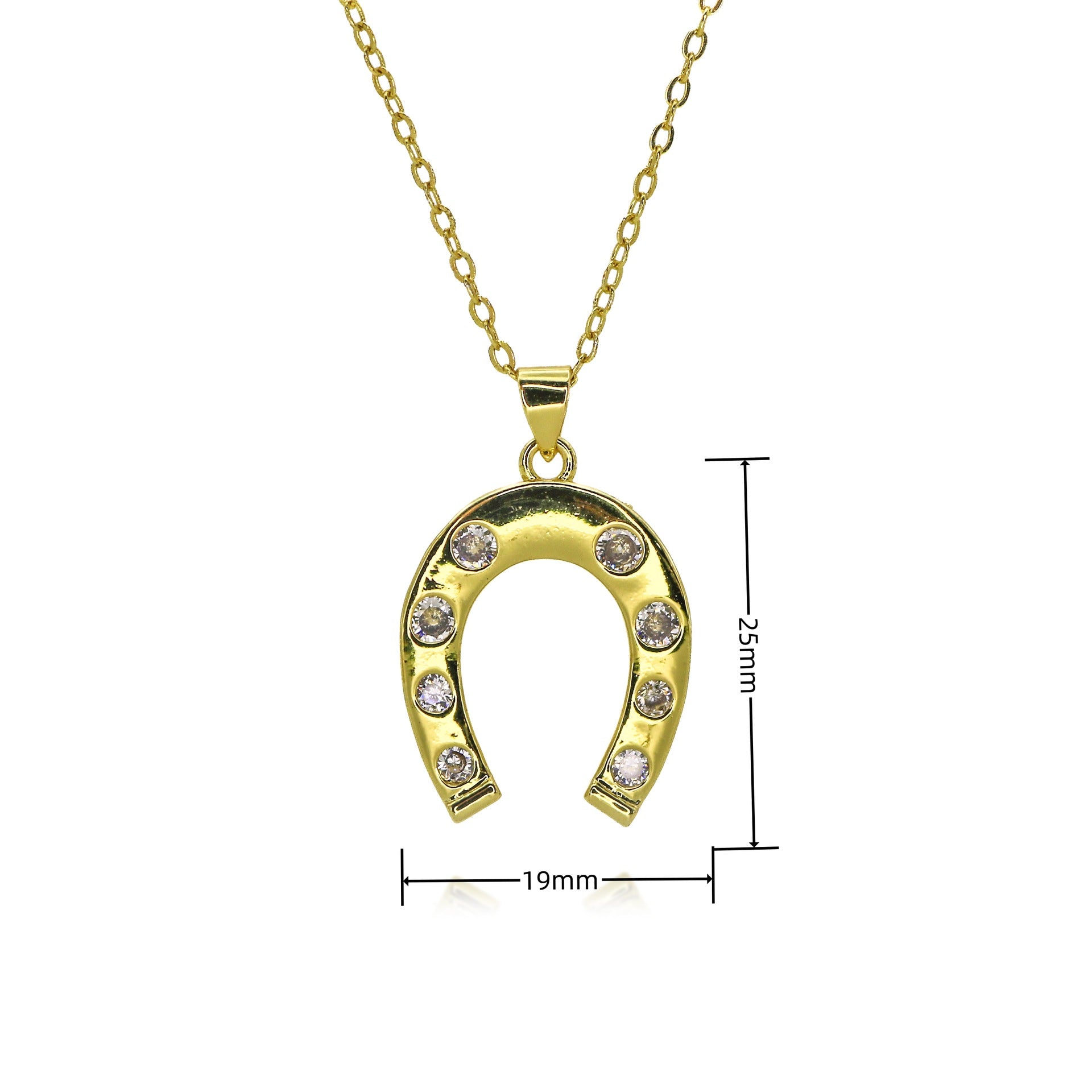 Wholesale  Zircon Copper Micro-inlaid Colorful Zircon Horseshoe Necklace