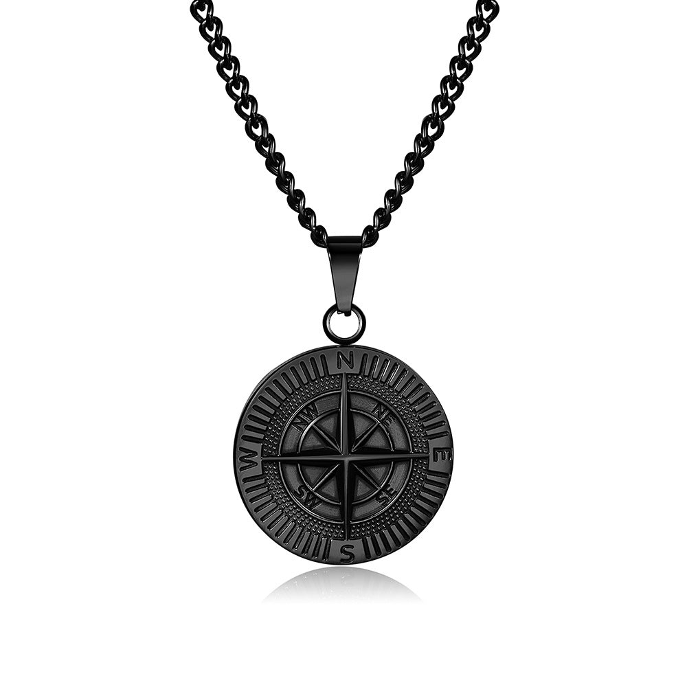 Wholesale Punk Style Compass Pendant Titanium Steel Necklaces ACC-NE-ZhuJi013