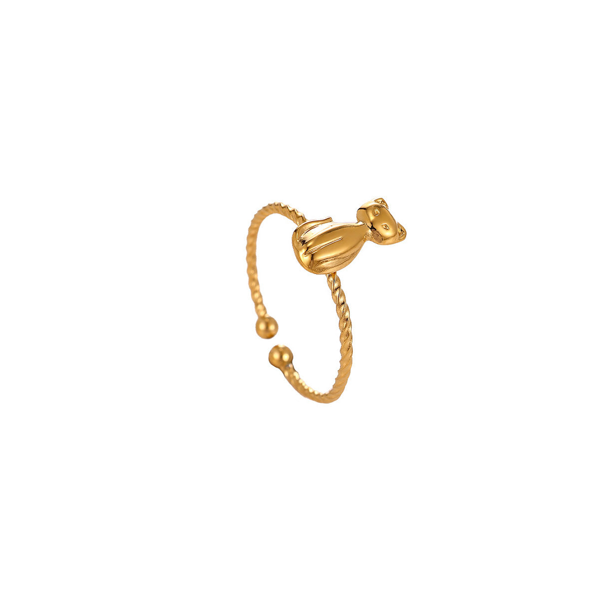 Wholesale Trendy Animal Design Open Ring 304 Stainless Steel Cat Butterfly Motif Fashion Accessory