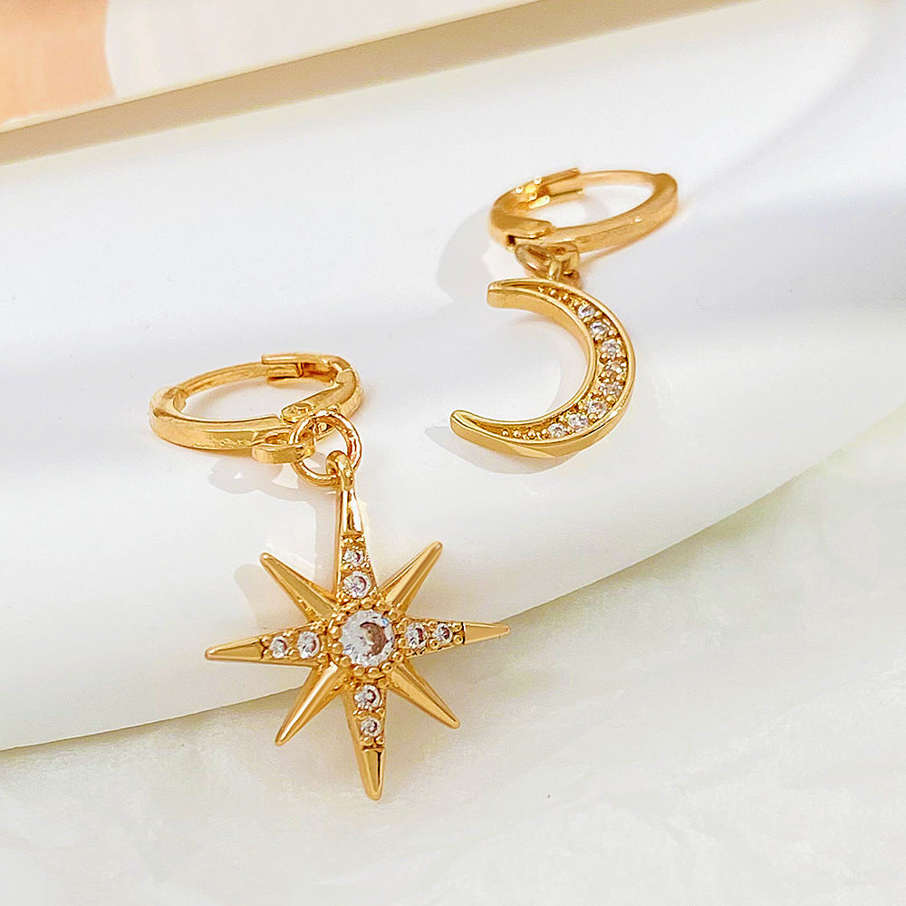 Wholesale vintage distressed star sun moon pendant earrings