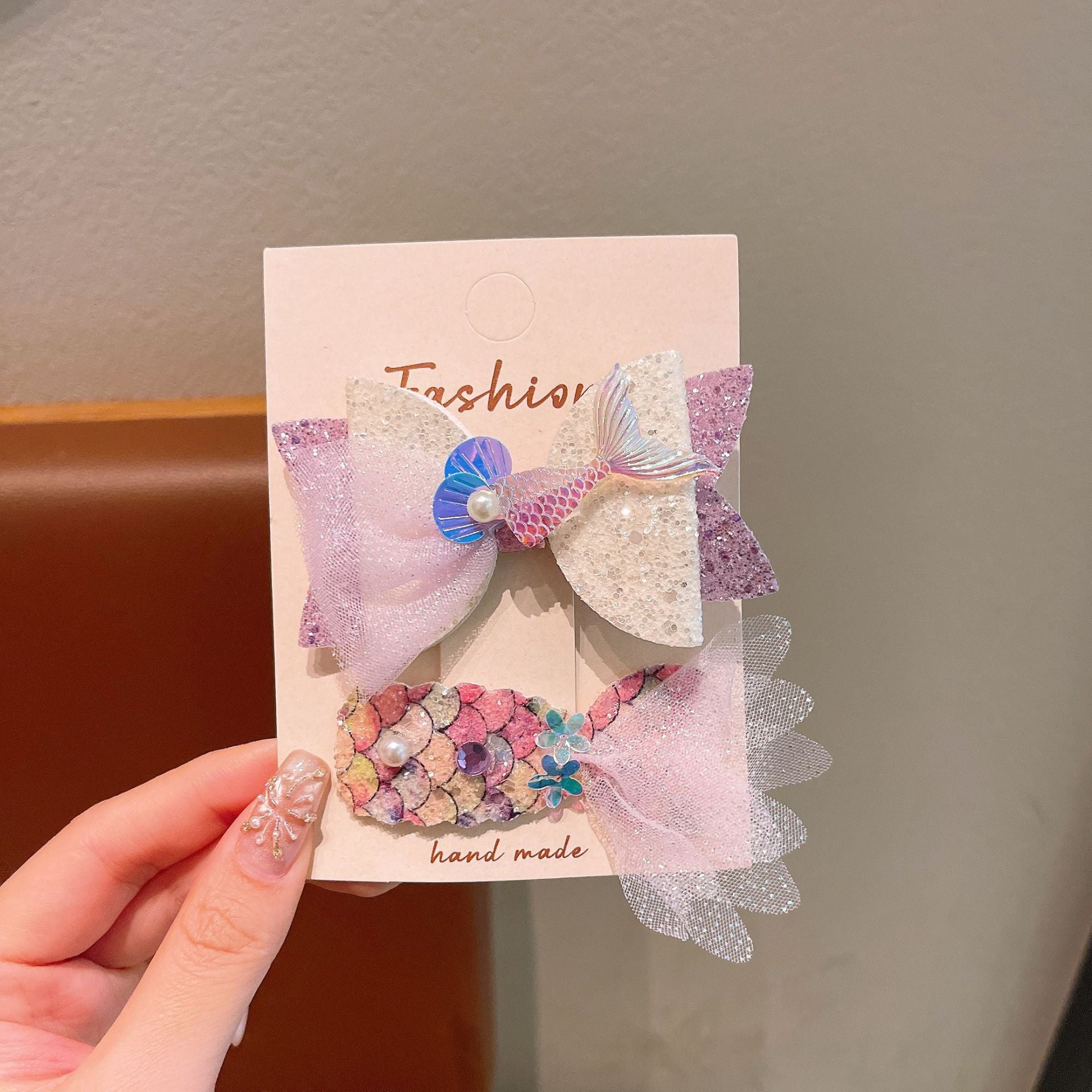 Wholesale Sweet  Princess-Style Mesh Fishtail Gown Kids Hair Clips