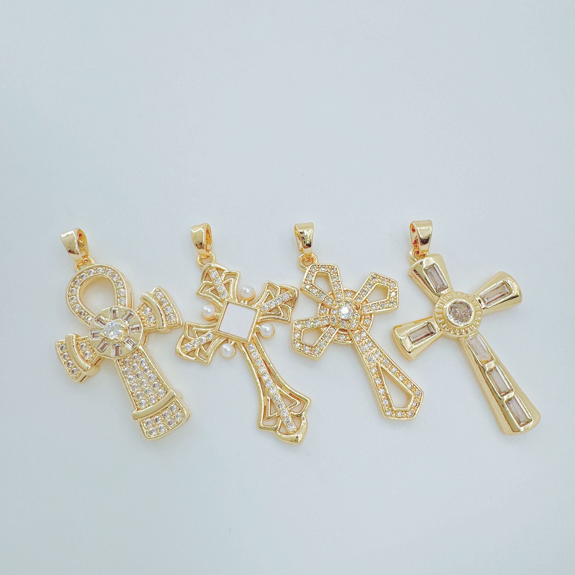 Wholesale Copper Hip Hop Cross Pendant with Micro Zircon - Trendy Collarbone Necklace for Women