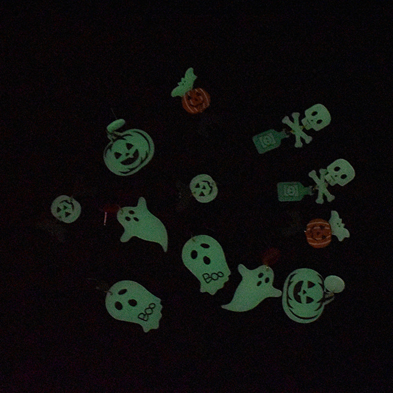 Wholesale Acrylic  Halloween  luminous fluorescent pumpkin ghost earrings