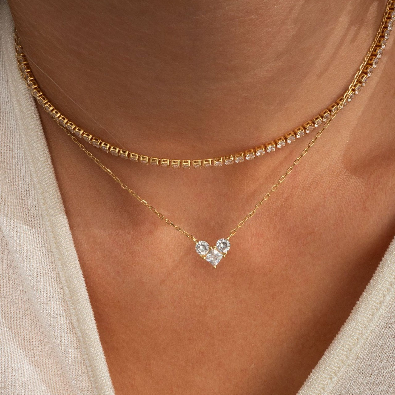 Wholesale  Luxury Tennis Bracelet  Stainless Steel 2mm Zircon Chain Necklace