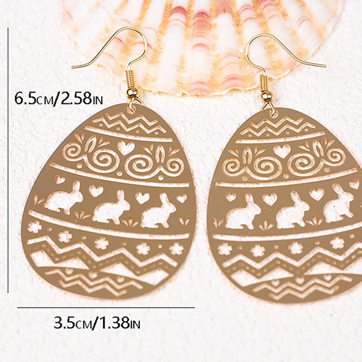 Wholesale Easter Egg Bunny Copper Hollow Earrings