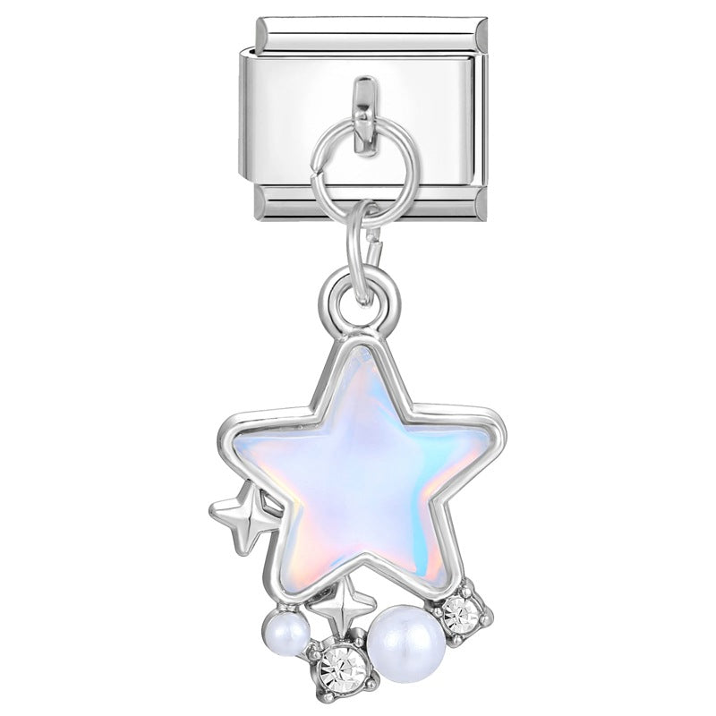 Wholesale Charms module handmade colored diamond pendant personalized butterfly moon DIY module bracelet