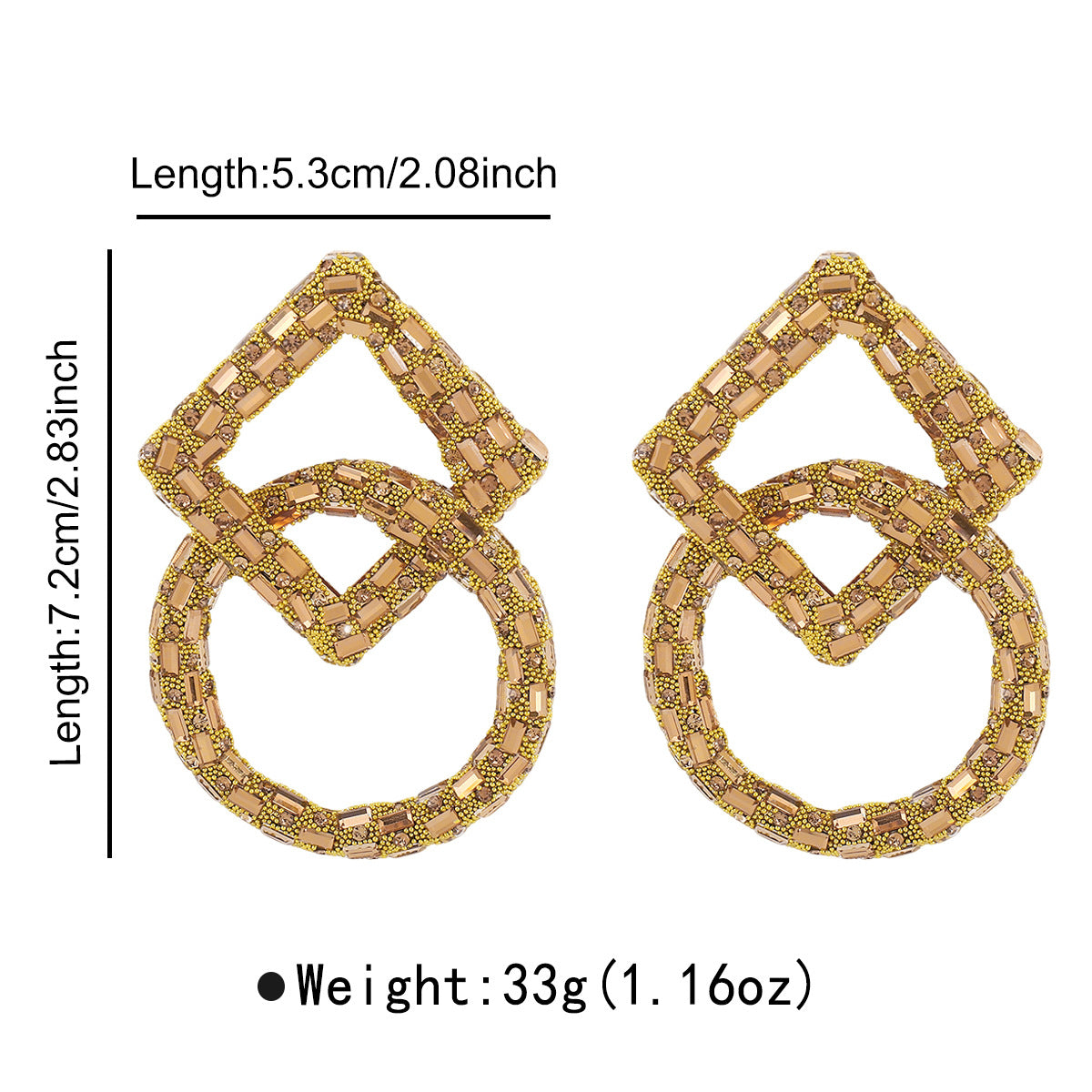 Wholesale new style personalized full diamond earrings Creative design geometric trend earrings