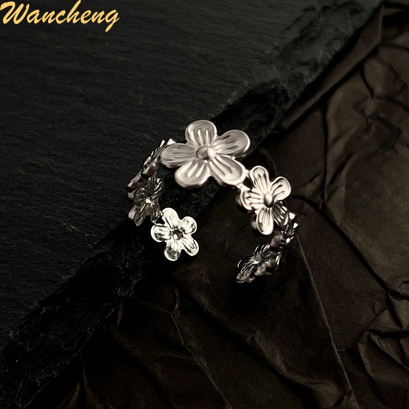 Wholesale Flower Ring Stainless Steel 18K Gold Plated Open Ring ACC-RS-WanCh005