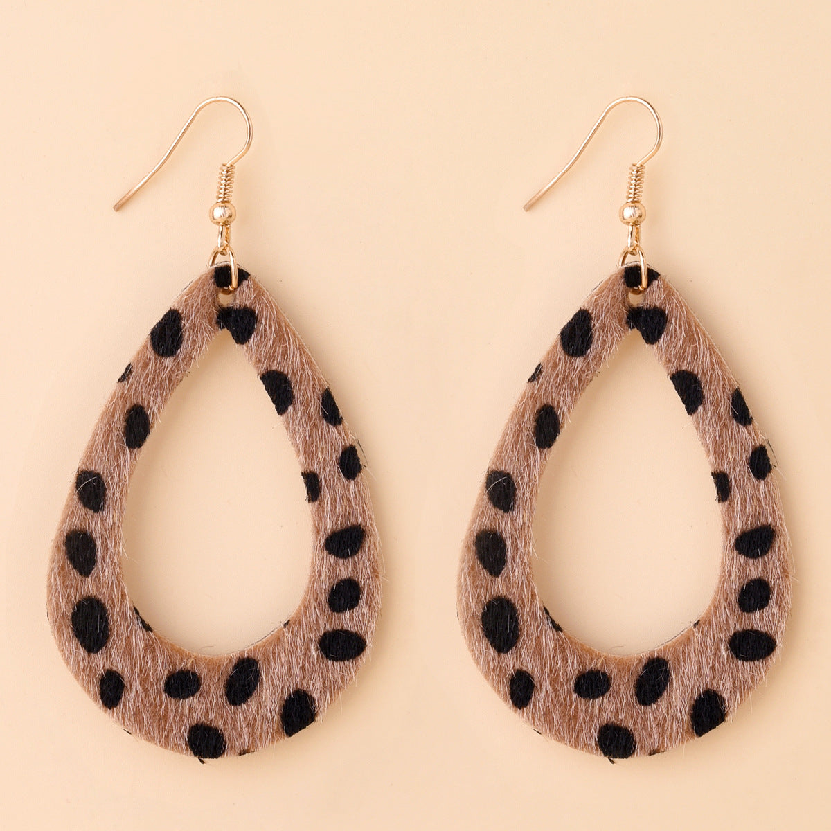 Wholesale Faux Leather Earrings Leopard Print Hollow Drops ACC-ES-Yeb001