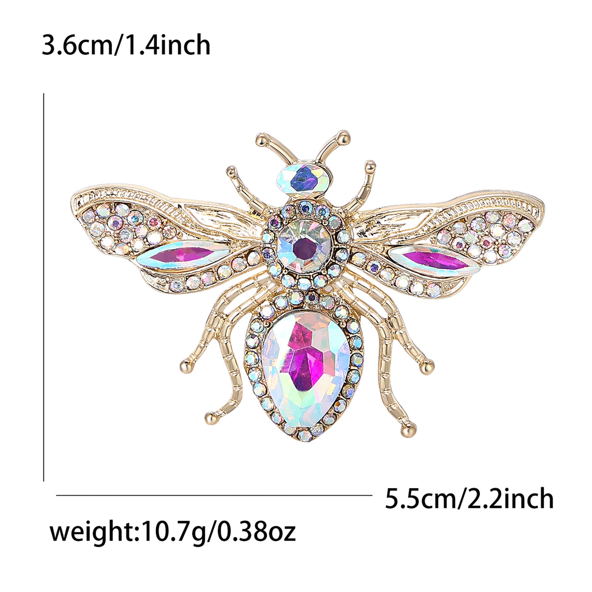 Wholesale Alloy Rhinestone Bee Brooch Pin Chic Unisex Suit Lapel Everyday Accessory