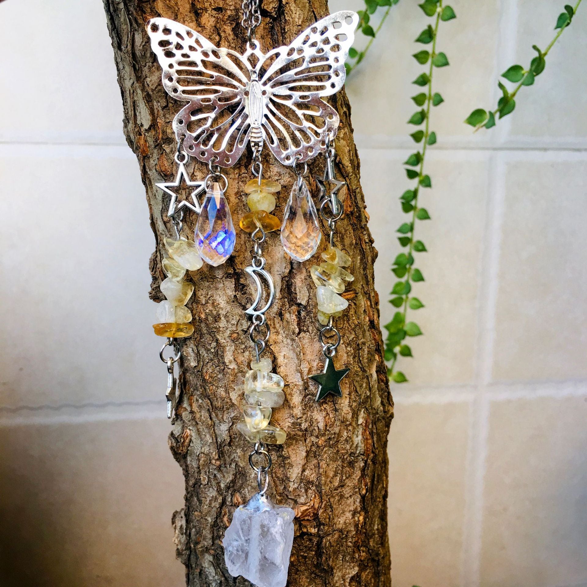 Wholesale Butterfly Energy Gravel Sun Catcher Wind Chime Crystal ACC-WS-RongGuan005