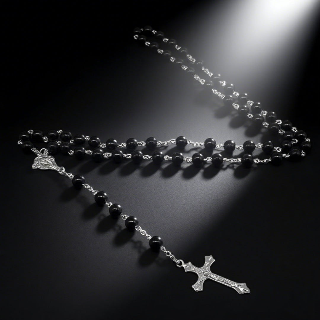 Wholesale Retro Personalized Pearl Beaded Cross Long Necklace