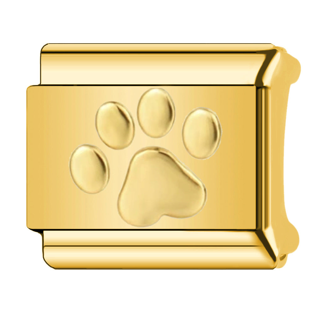 Wholesale Italian Charm Bracelet 9mm DIY  cat paw   Creative Stainless Steel Composable Bracelet