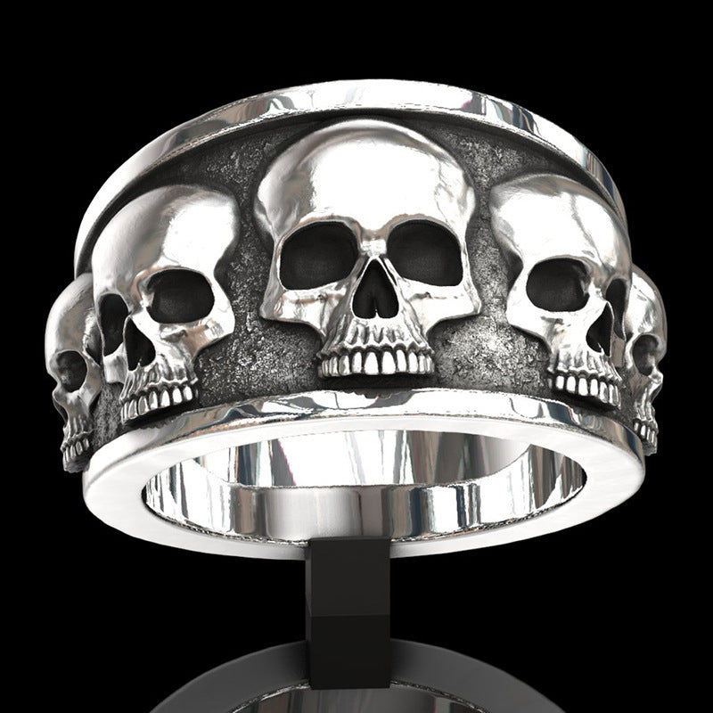 Wholesale Retro Dark Punk Skull Men' s Ring