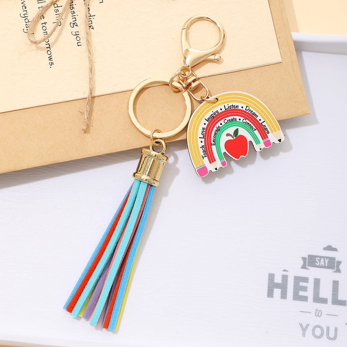 Wholesale American Independence Day Ice Cream Wooden Keychain