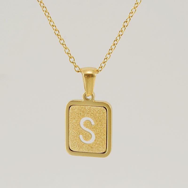 Wholesale 18K stainless steel hollow 26 English letter necklace