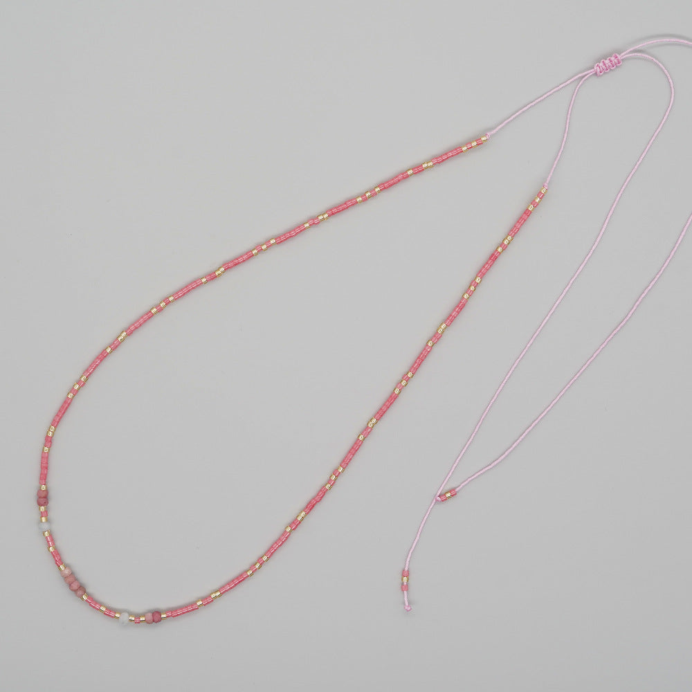 Wholesale personalized all-match jewelry colorful rice beads natural stone beaded necklace