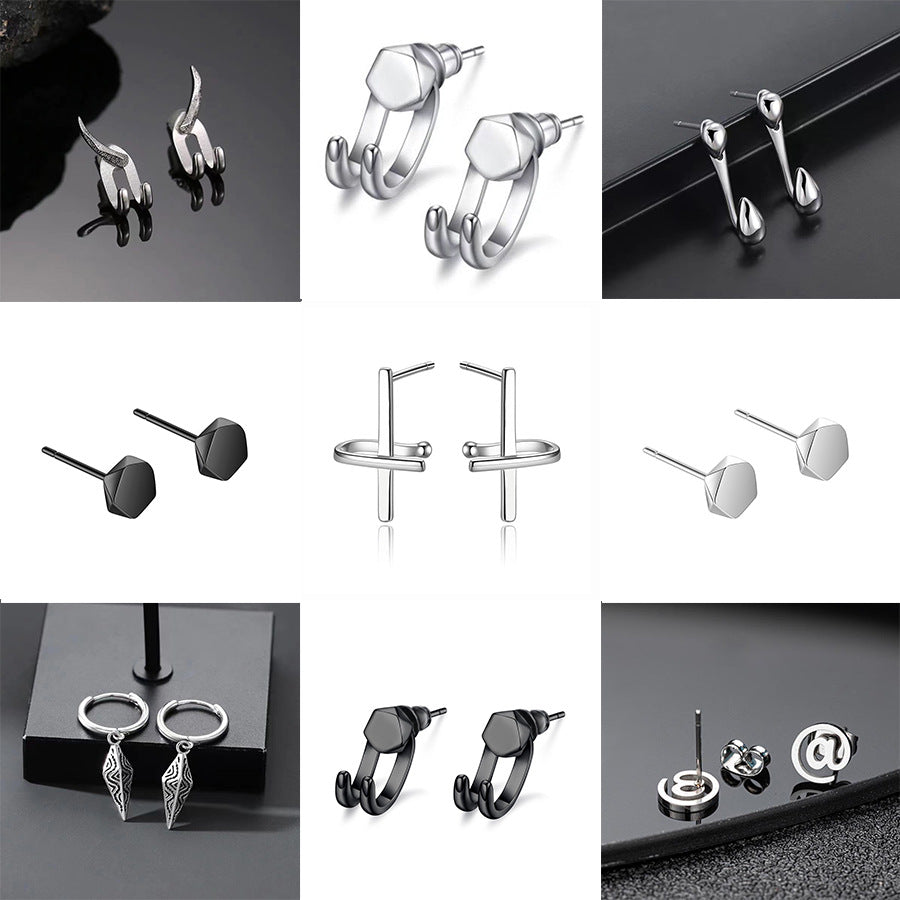 Wholesale men's hook detachable hip hop punk earrings