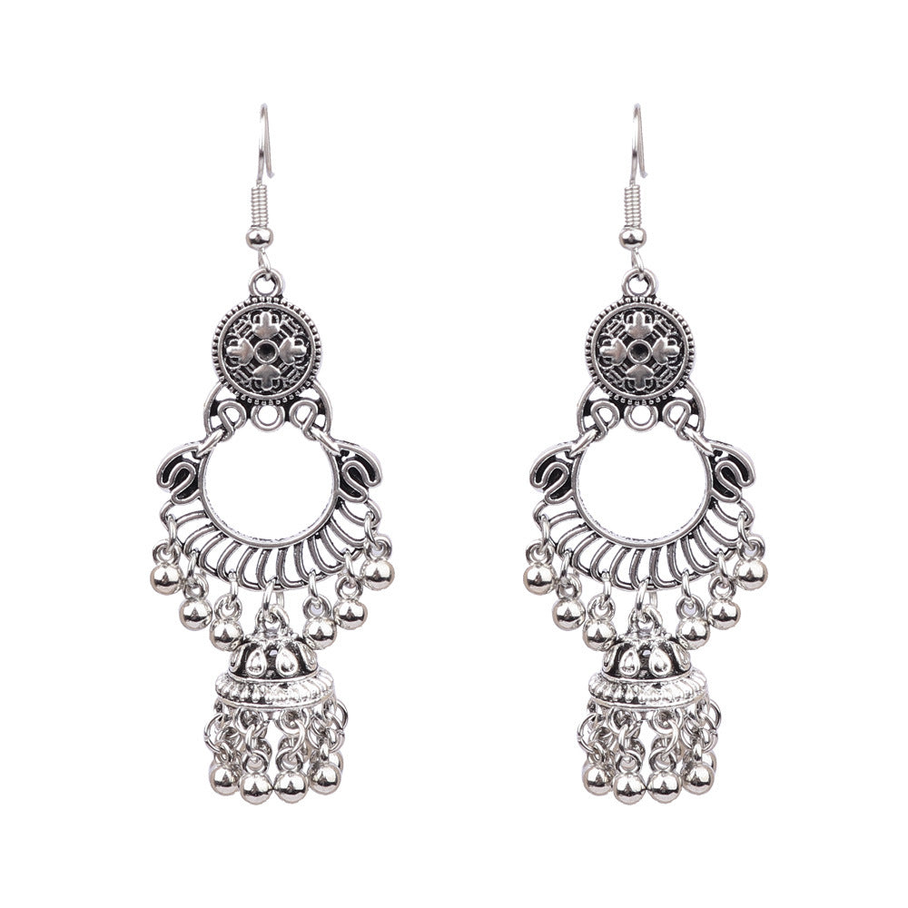 Wholesale Tribal Long Bell Tassel Earrings Alloy Jewelry Accessory for Resale