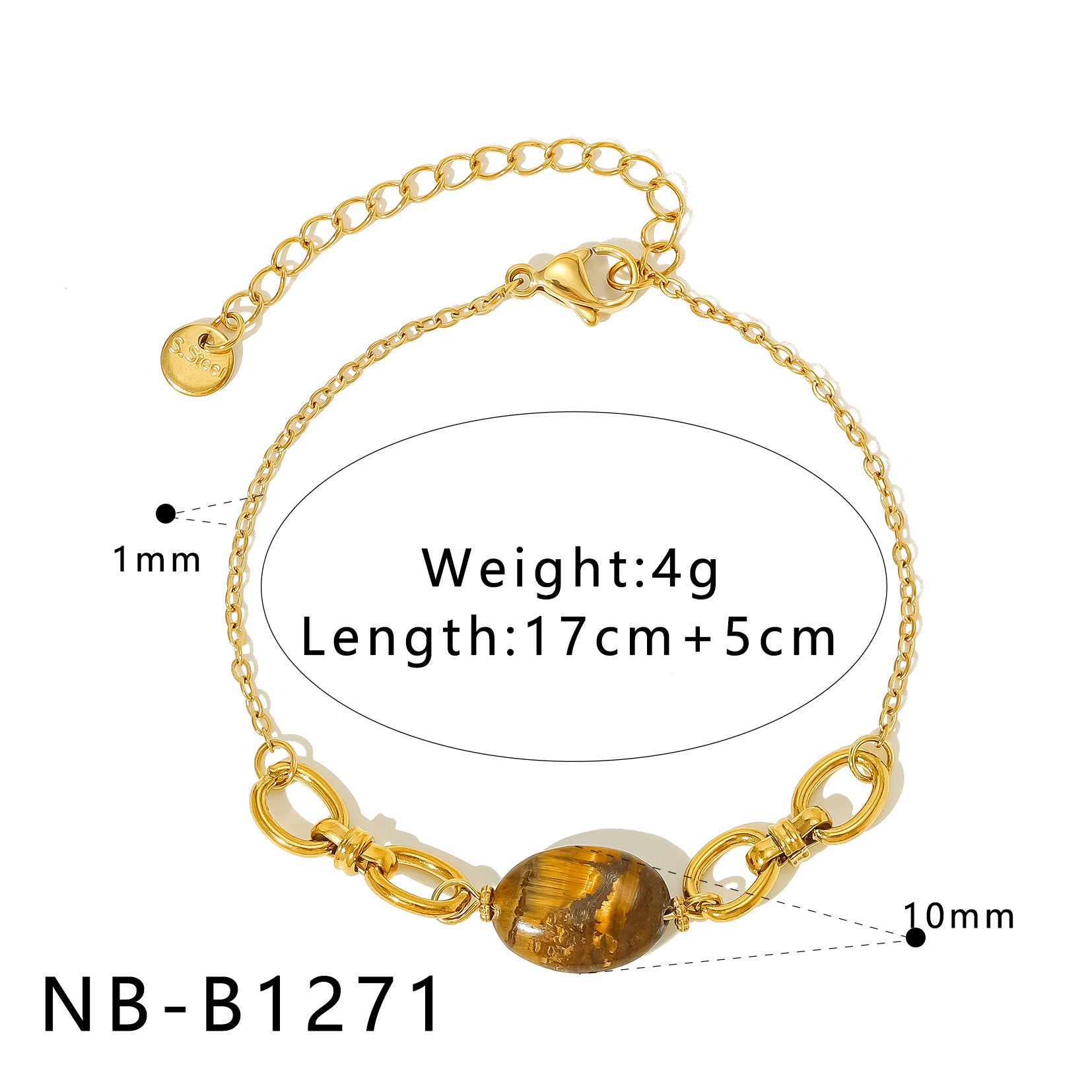 Wholesale Stainless steel natural stone gold-plated necklace earrings and bracelet set