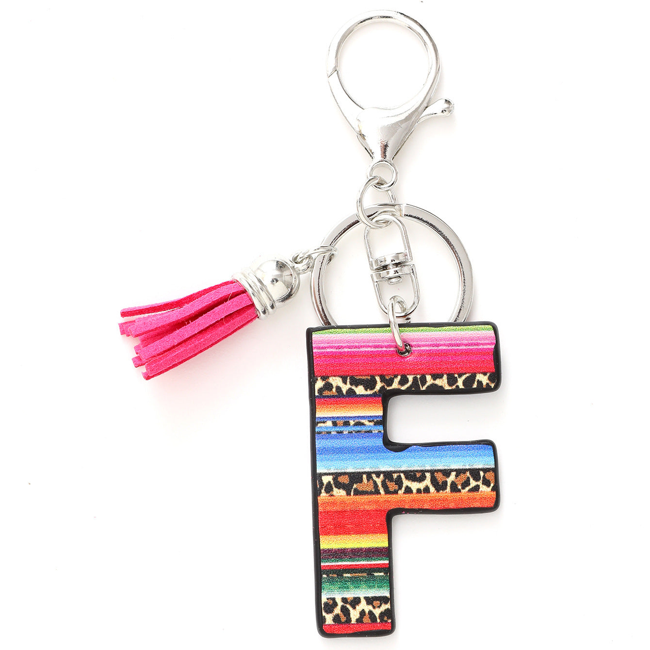 Wholesale Western Style Aztec Leopard Leather Letter Tassel Keychain ACC-KC-YTian009