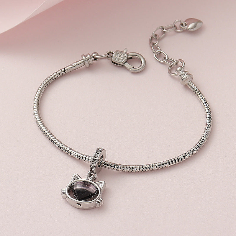 Wholesale  two-color gradient resin seal love hollow cat bracelet