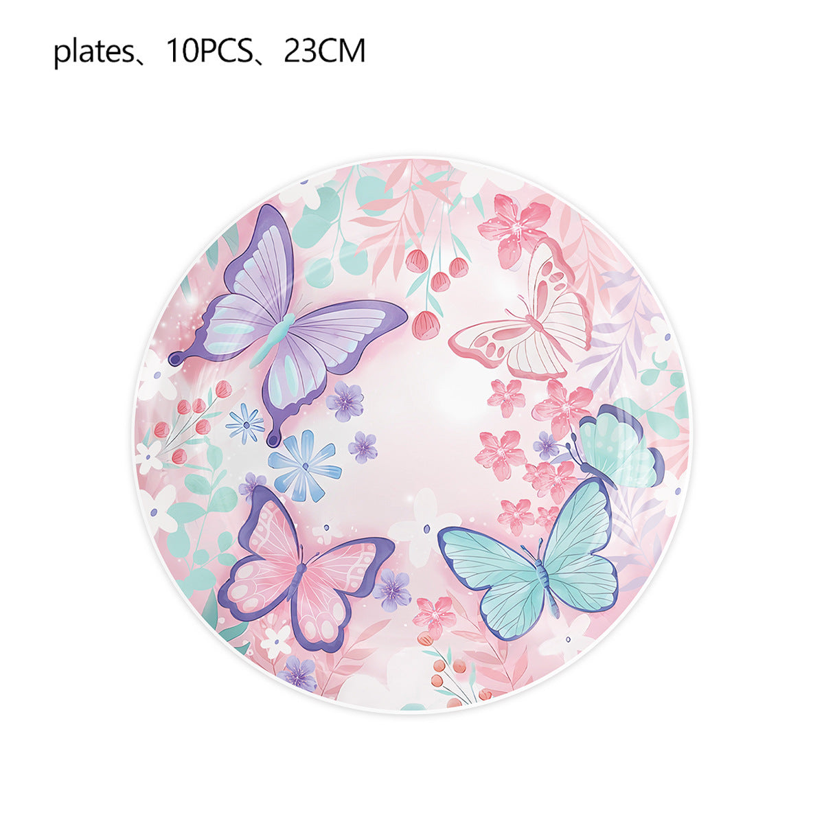 Wholesale Pink Butterfly Birthday Disposable Tableware Paper Plate Set Knife Fork Spoon Party Decoration Theme Paper