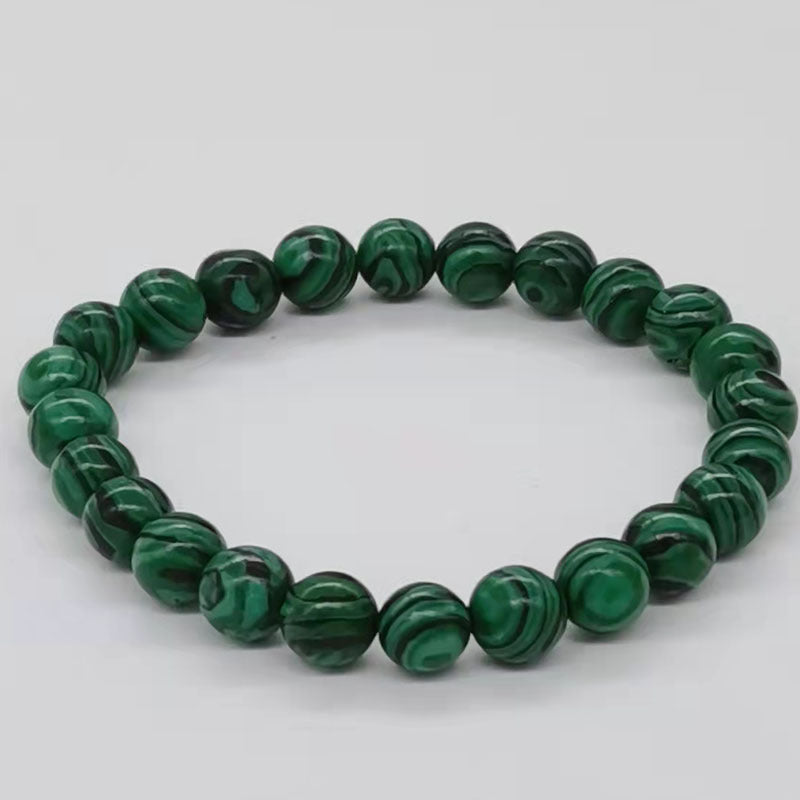 Wholesale  8mm dumb black frosted stone malachite couple bracelet
