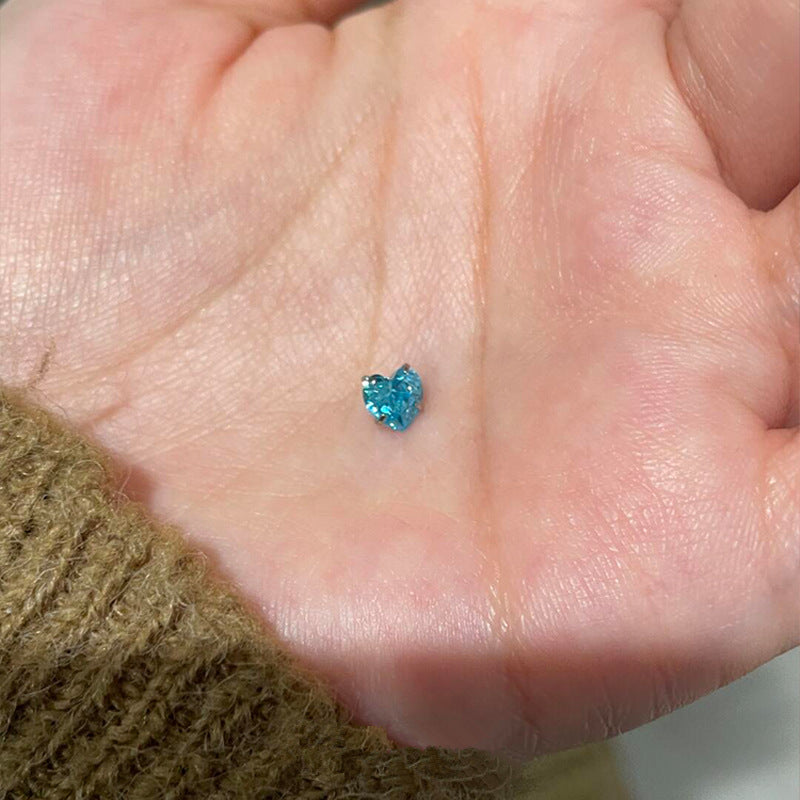 Wholesale Titanium Steel Blue Love Zircon Ear Nail  Earring